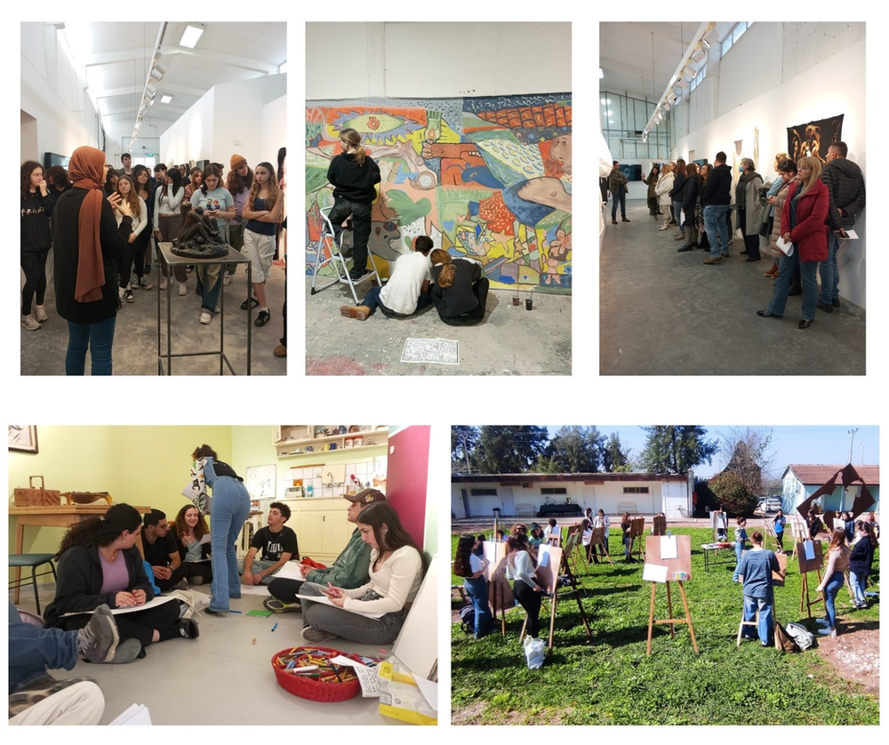 Students participating in a variety of activities inside and outdoors for art camp