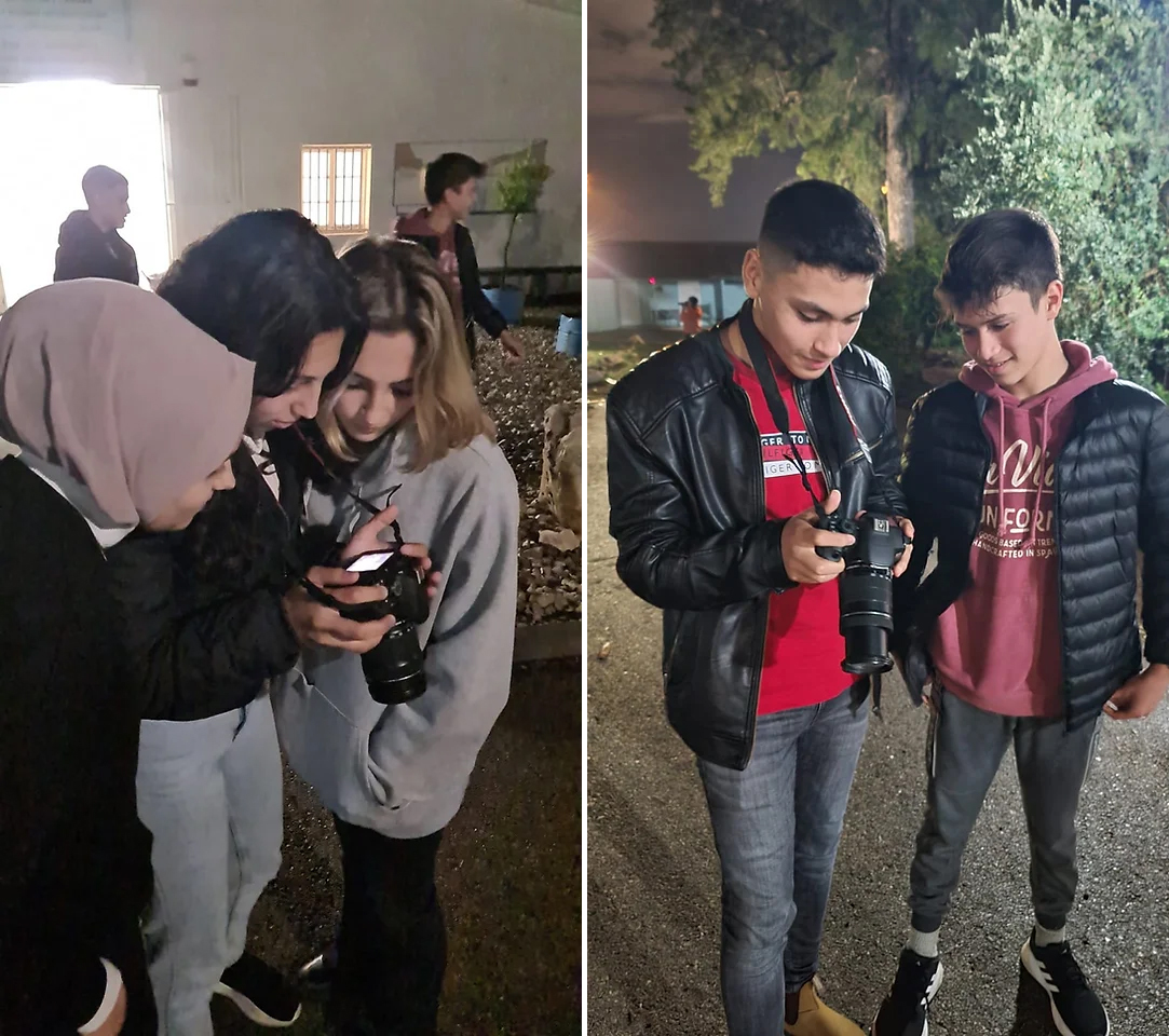 Young people with cameras